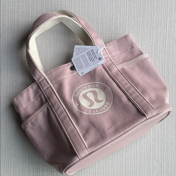 Lululemon Daily Multi-Pocket Mini Canvas Tote Bag 6.5L - mink berry light ivory - Picture 12 of 15